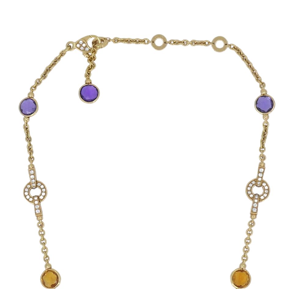 Bvlgari 18k Gold Amethyst Citrine Diamond Parentesi Lavalier Necklace