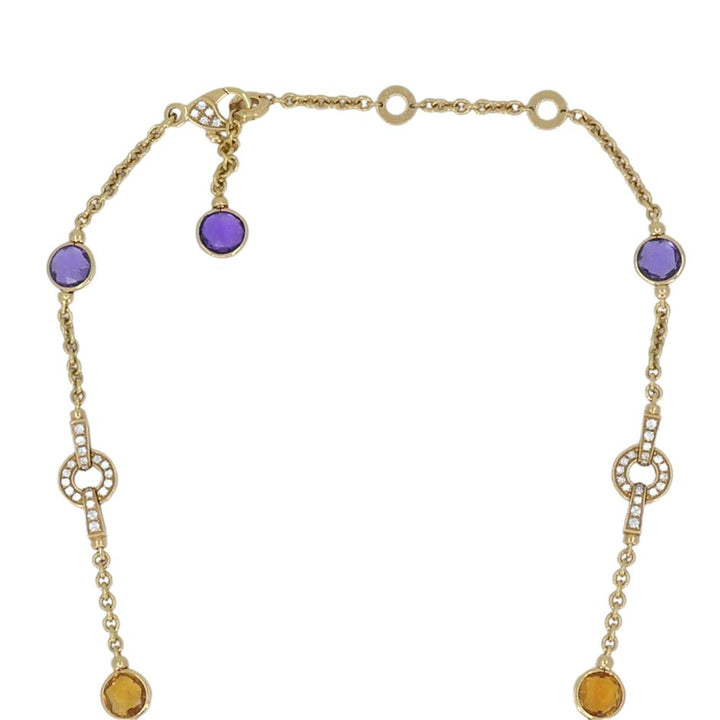 Bvlgari 18k Gold Amethyst Citrine Diamond Parentesi Lavalier Necklace
