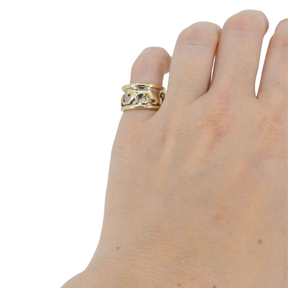 Vintage Panthère de Cartier 18k Gold Steel Ring