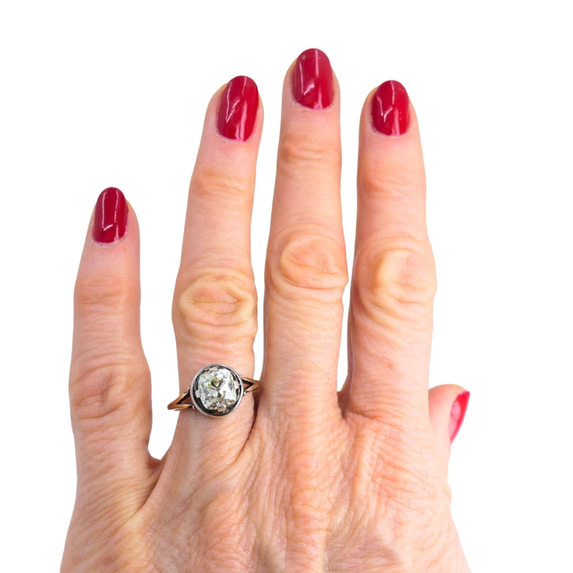 Victorian Engagement Ring 14k Gold Silver Old Mine Cut Diamond