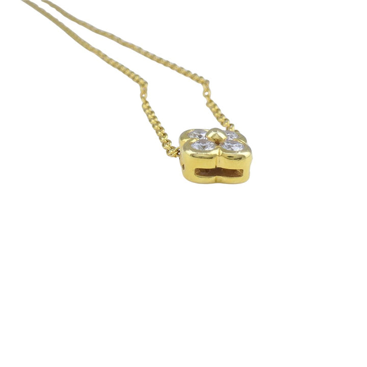 Tiffany & Co. 18k Gold Diamond Clover Flower Pendant Necklace