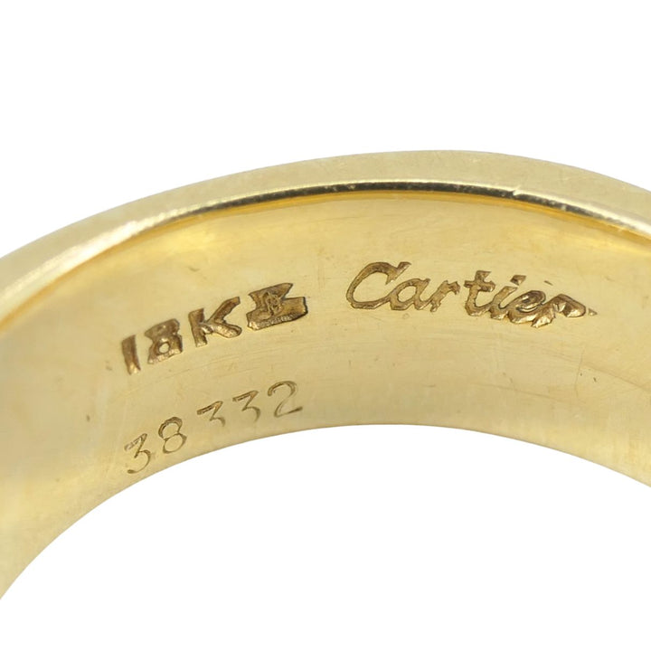 Vintage Cartier 18k Yellow Gold Wide Band Ring with Engraved Monogram