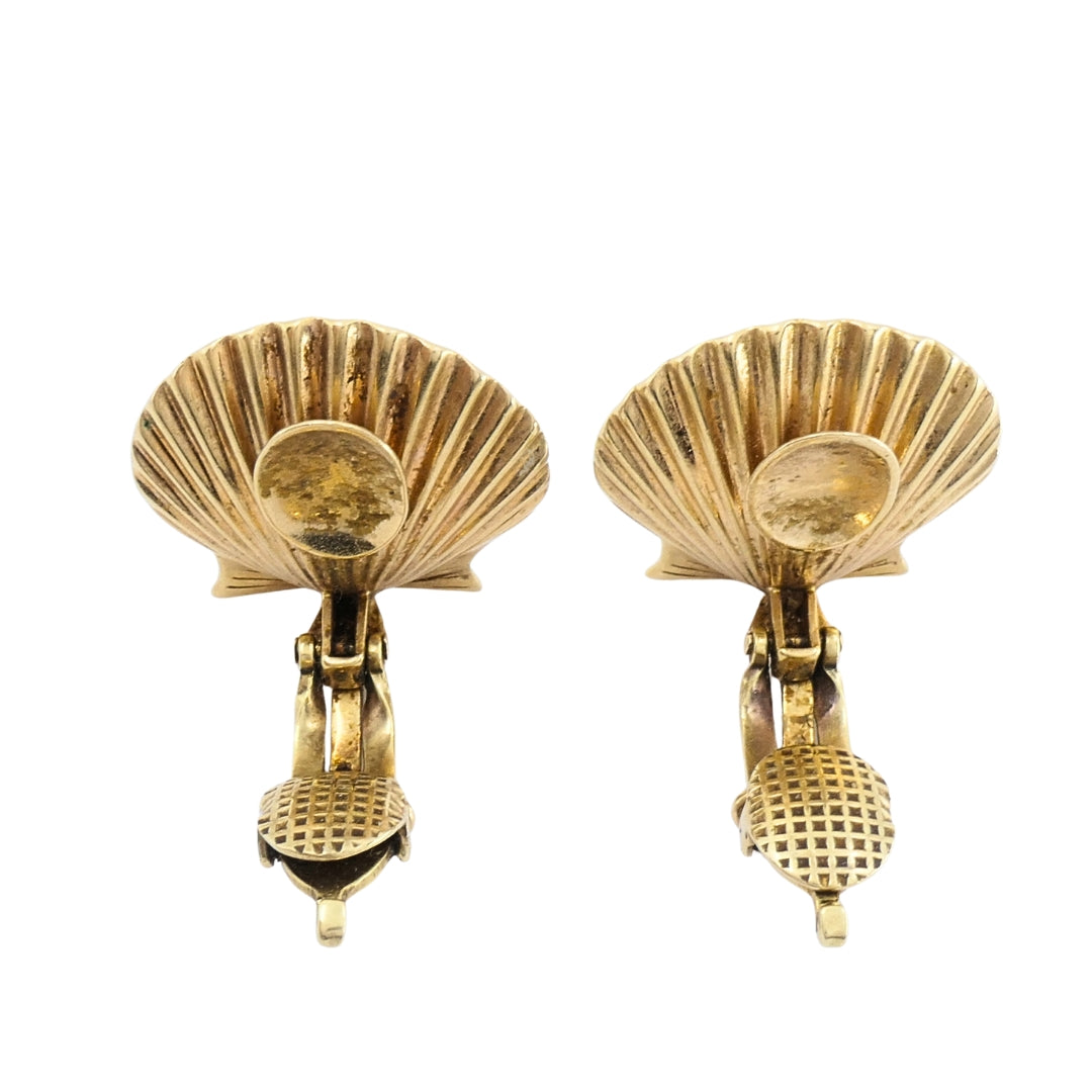 Cartier 14k Gold Shell Vintage Clip-On Earrings
