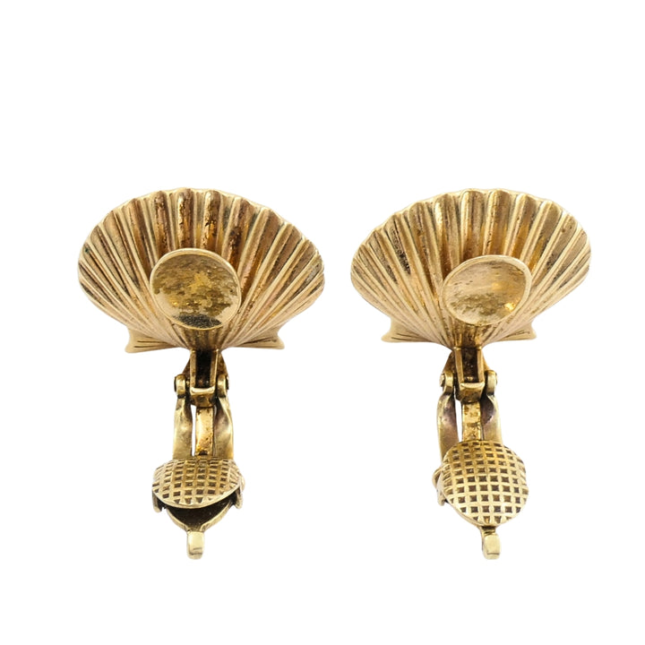 Cartier 14k Gold Shell Vintage Clip-On Earrings