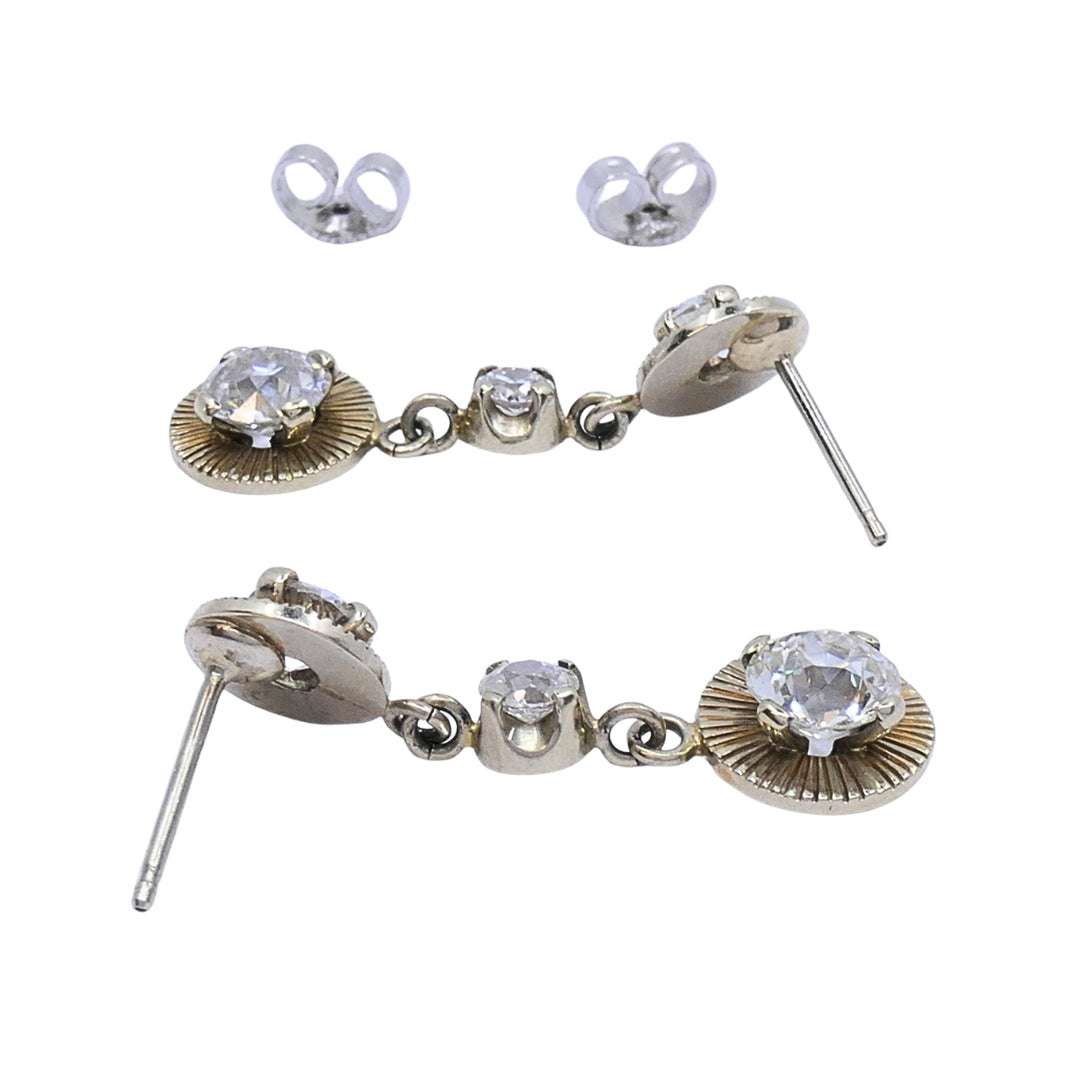 Vintage Ming’s 14k Gold Diamond Dangle Earrings