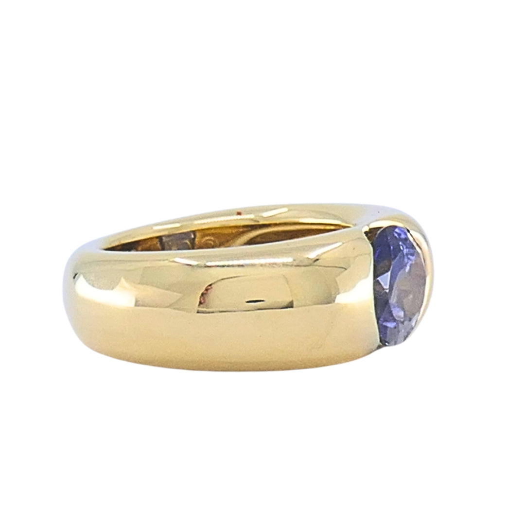 Vintage Cartier Ellipse 18k Gold Iolite Ring, 1993
