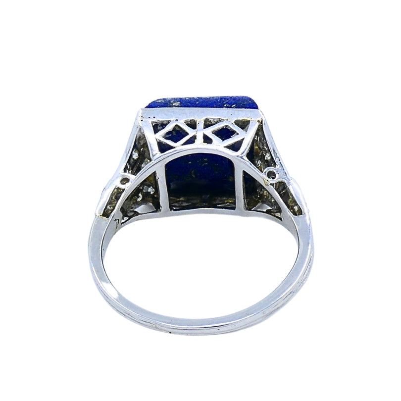 Cartier Art Deco Lapis Lazuli  Diamond Platinum Ring
