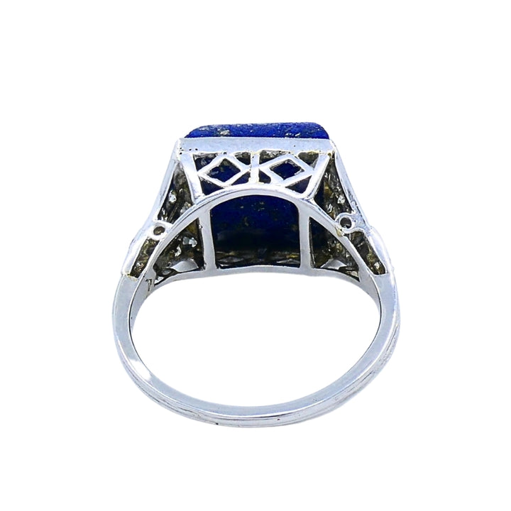 Cartier Art Deco Lapis Lazuli  Diamond Platinum Ring
