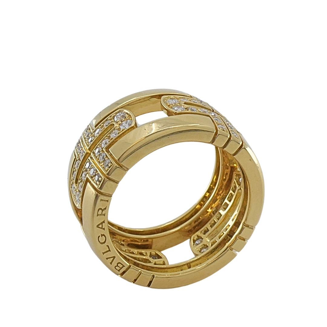Bvlgari Bulgari Parentesi Diamond Ring 18k Gold Band Ring