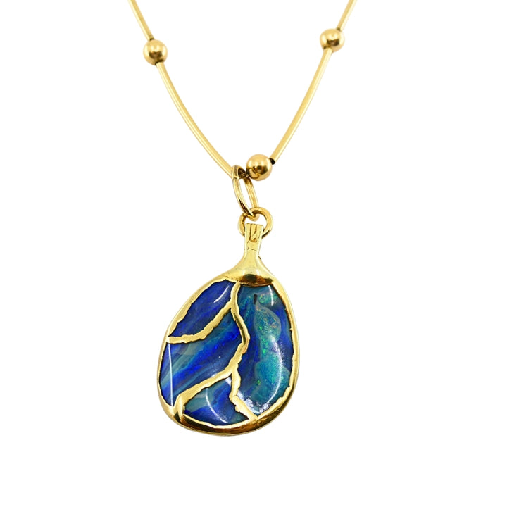 Opal Necklace 14k Gold Collar Necklace with Beads