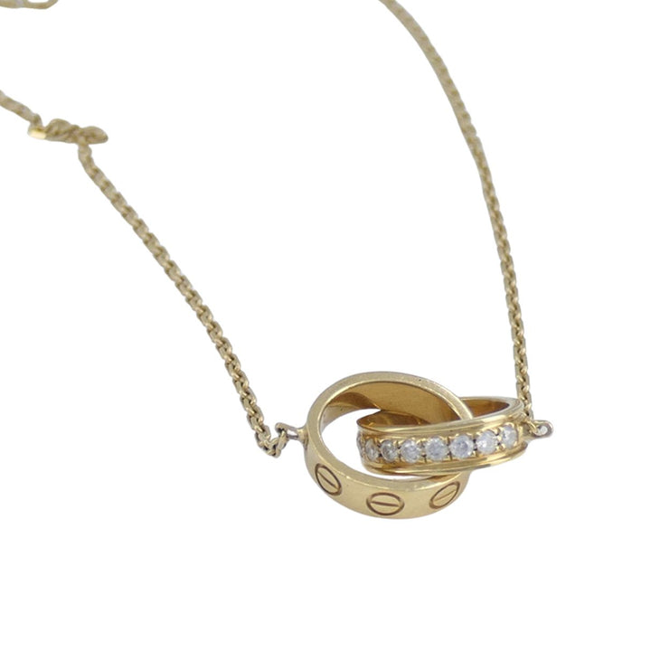 Cartier LOVE Interlocking 18k Gold Diamond Pendant Necklace