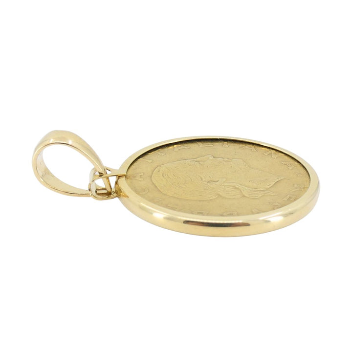 Italian 14k Gold Lire Coin Pendant