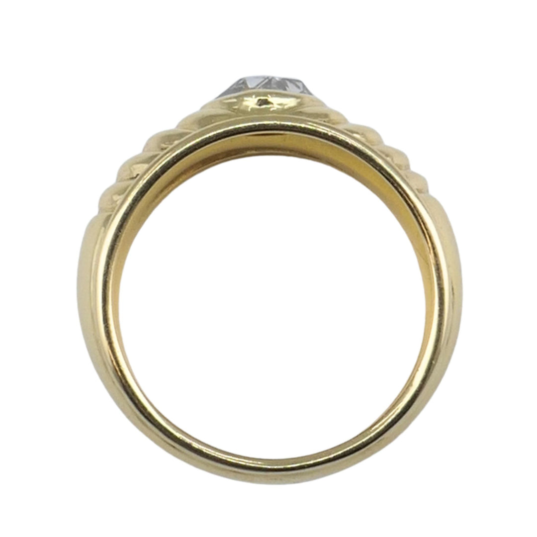 Vintage French 18k Yellow Gold Rose Cut Diamond Domed Band Ring