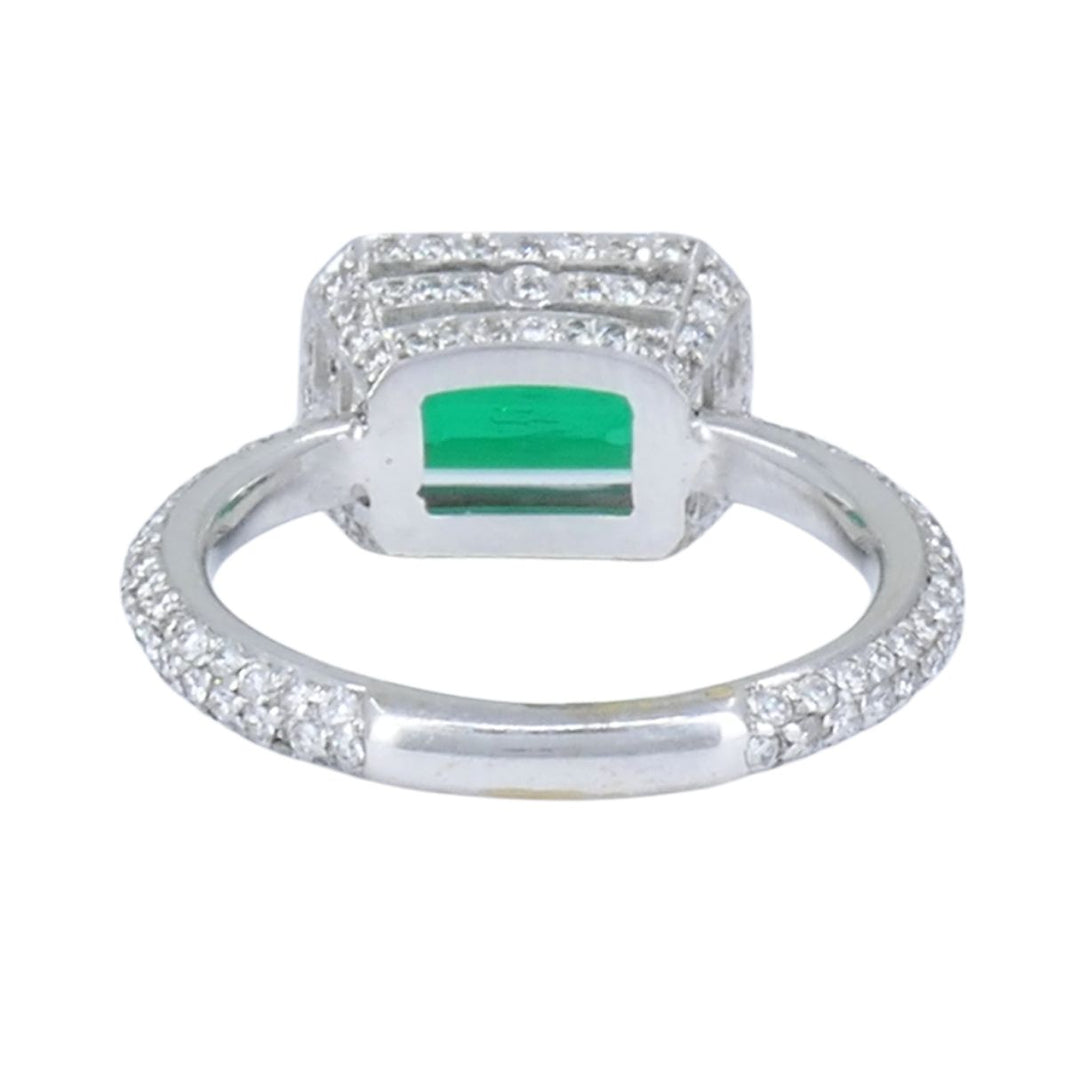 GIA Certified Colombian Emerald Diamond Ring 18k White and Yellow Gold