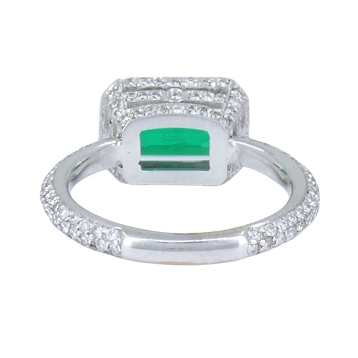 GIA Certified Colombian Emerald Diamond Ring 18k White and Yellow Gold