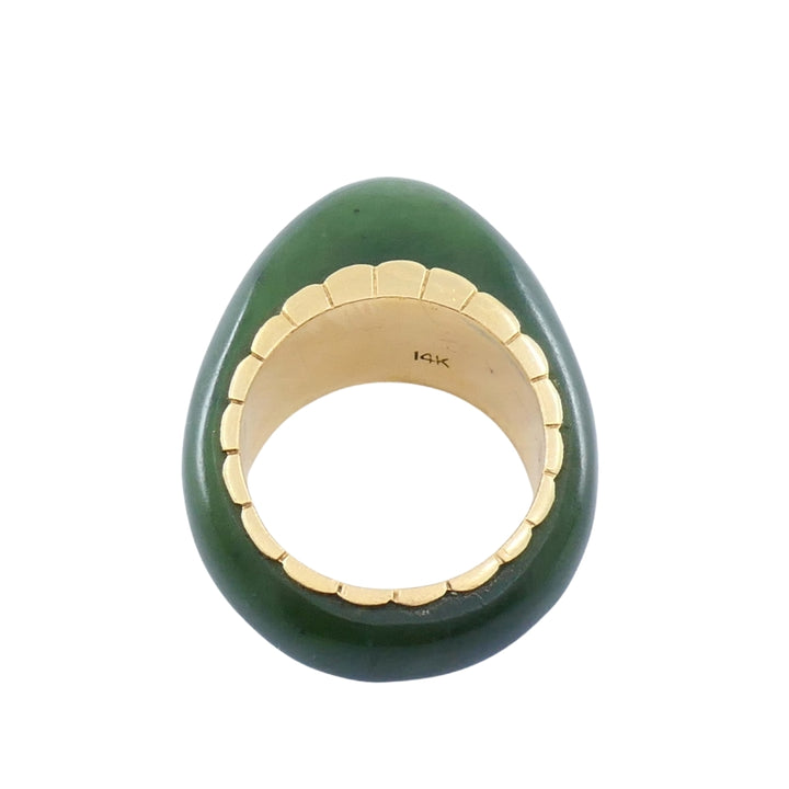 Vintage Ring 14k Gold Dome Jade Ring