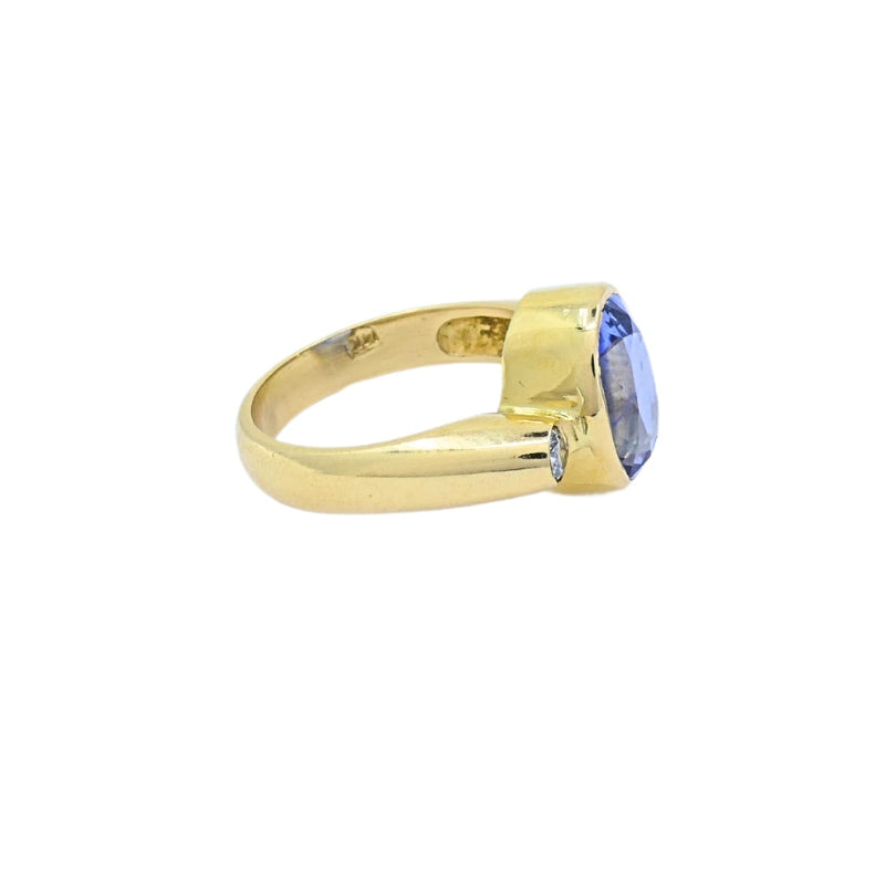 Vintage Sapphire Ring Diamond 14k Gold