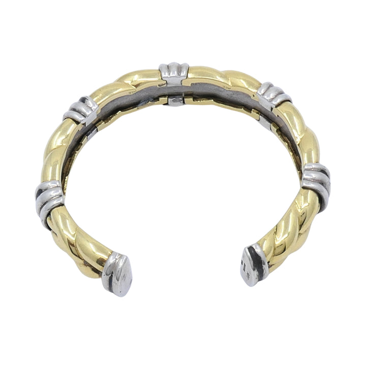 Vintage Bvlgari 18k Yellow Gold Sterling Silver Braided Cuff Bracelet Bulgari