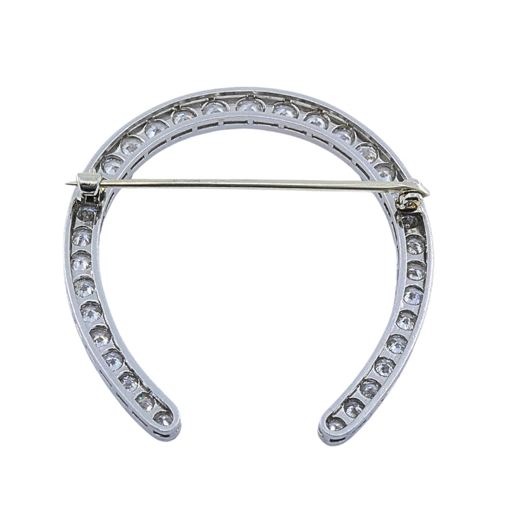Edwardian Platinum Diamond Horseshoe Brooch