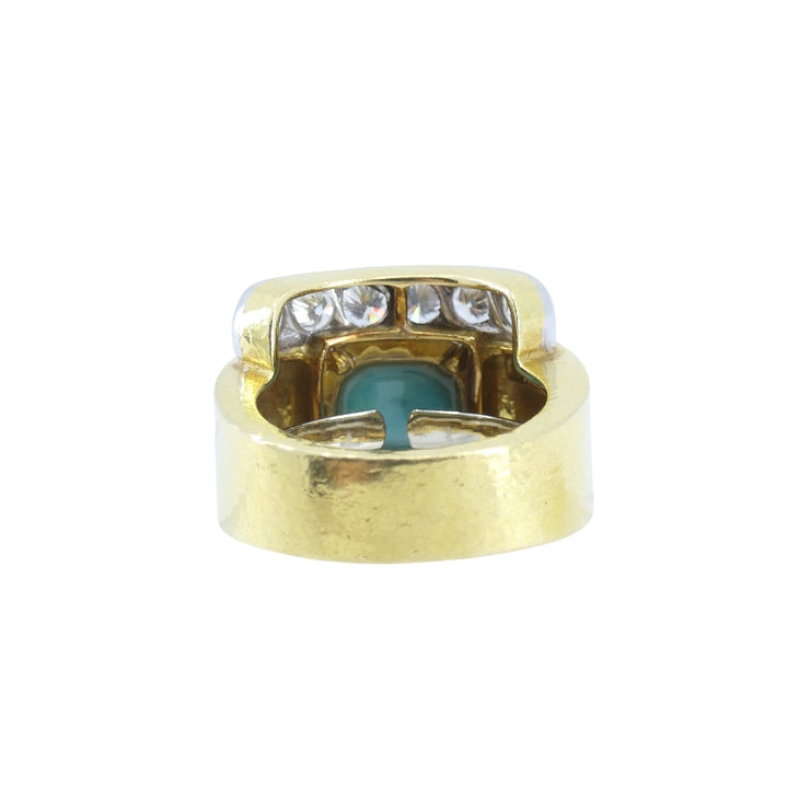 Vintage David Webb 18k Gold Diamond Turquoise Cocktail Ring