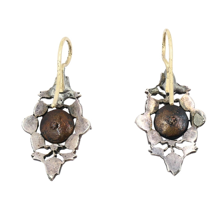Georgian Diamond Earrings Gold Silver Floral Design