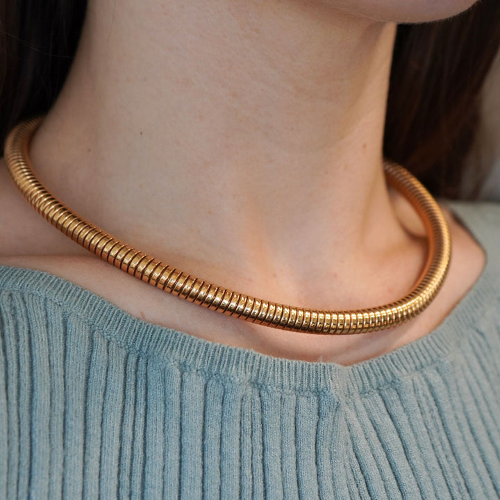 Vintage Chopard 18k Gold Tubogas Choker Necklace