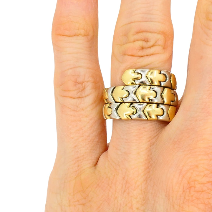 Bvlgari Bulgari Two-Tone Gold Ring Wrap Around 18k