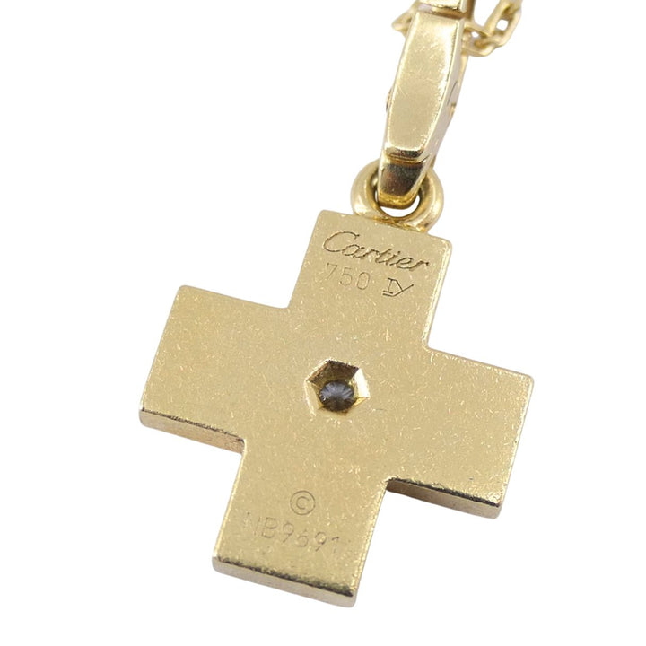Cartier 18k Gold Diamond Cross Pendant Necklace with Certificate