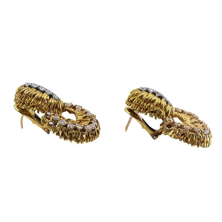 14k Gold  Diamond Door Knocker Earrings