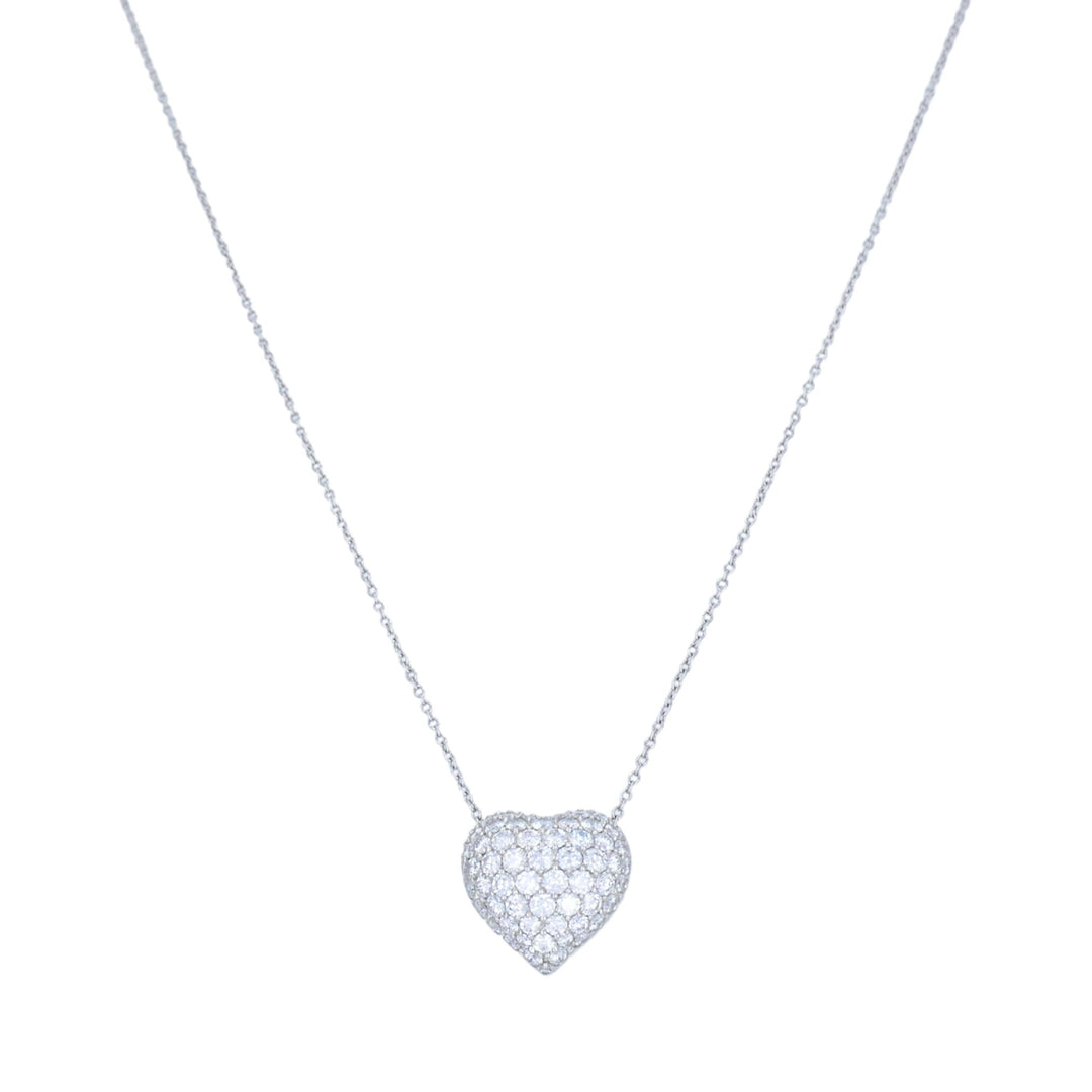 Cartier Pave Diamond Platinum Heart Pendant Necklace