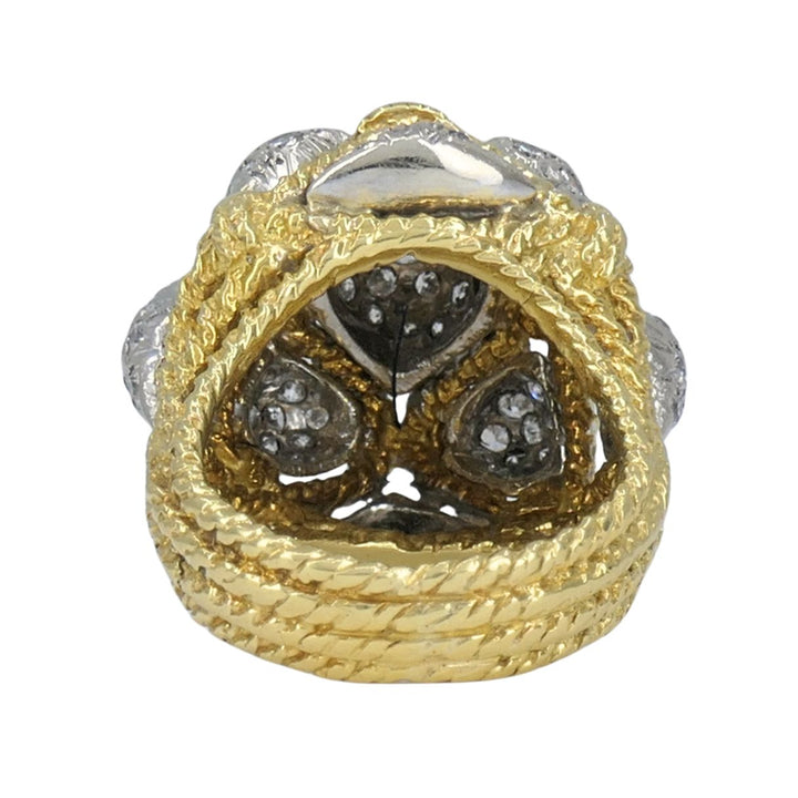 Vintage 18k Yellow Gold and 14k White Gold Diamond Dome Cocktail Ring