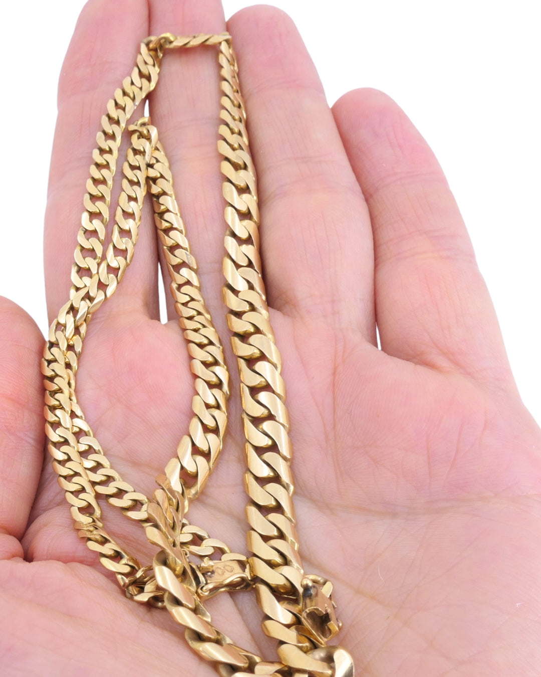 Vintage French 18k Gold Curb Link Chain Necklace