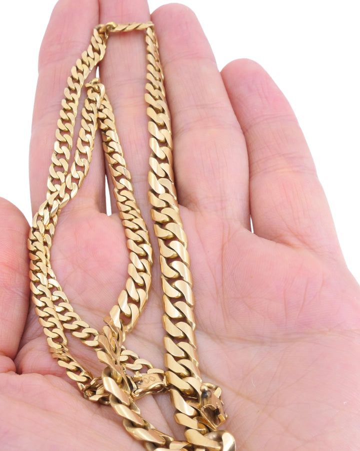 Vintage French 18k Gold Curb Link Chain Necklace