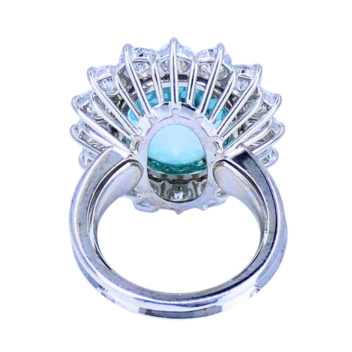 Paraiba Tourmaline Diamond Ring GIA 18k White Gold Estate Jewelry