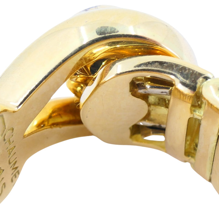 Vintage Chaumet Paris 18k Gold Buckle Ring Diamonds