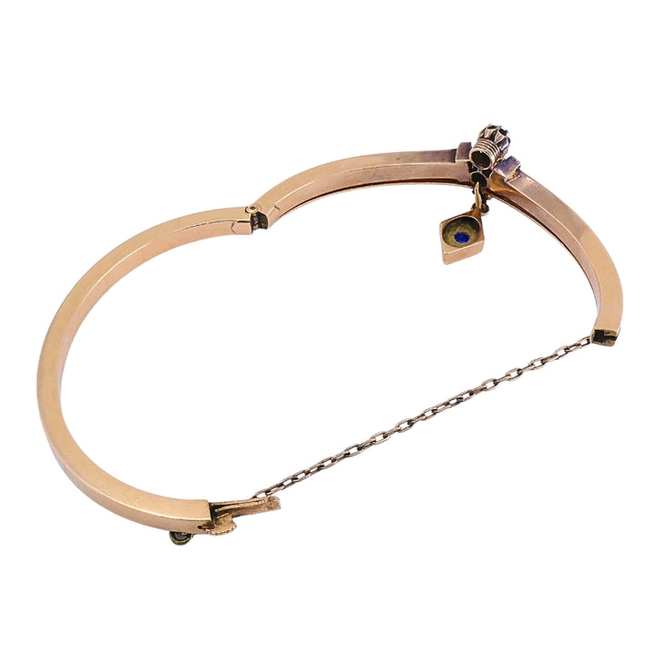 Victorian 14k Gold Gemstone Bangle Bracelet