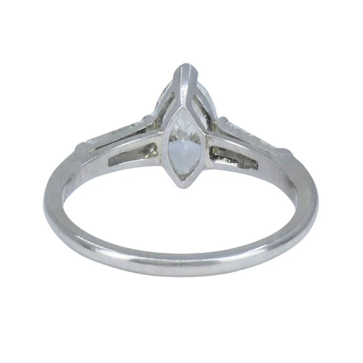 Vintage Platinum 1.07 Carat Marquise Diamond Three Stone Ring