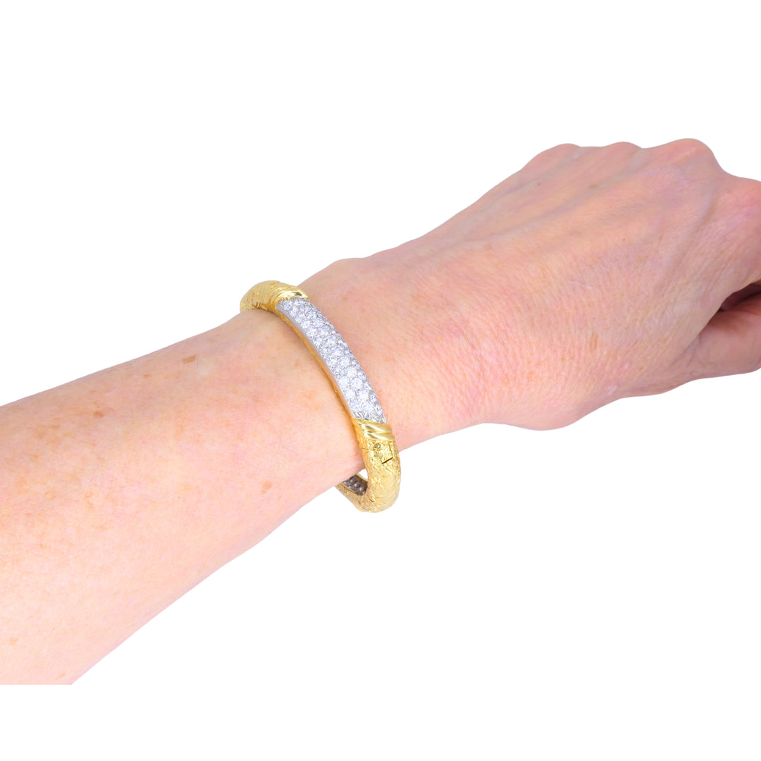 Van Cleef & Arpels Diamond 18k Gold & Platinum Vintage Bracelet, Circa 1973