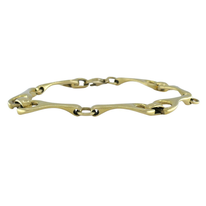 Vintage 18k Yellow Gold Equestrian Horse Bit Stirrup Link Bracelet Circa 1980s