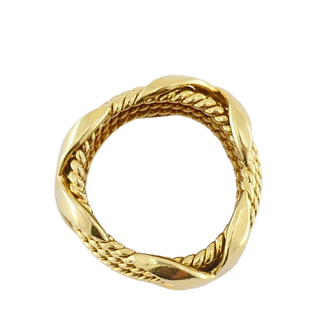 Tiffany & Co. Schlumberger 18k Gold Six-Row Rope "X" Band Ring