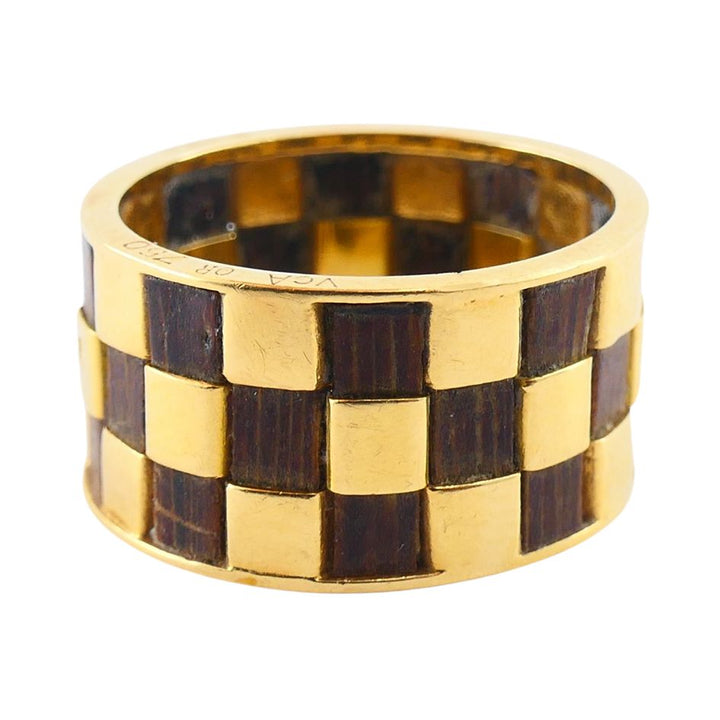 Vintage Van Cleef & Arpels 18k Gold Wooden Band Ring 5.5