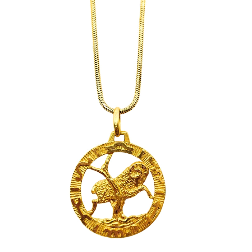 Aries Pendant Gold 18k Zodiac Jewelry 14k Necklace