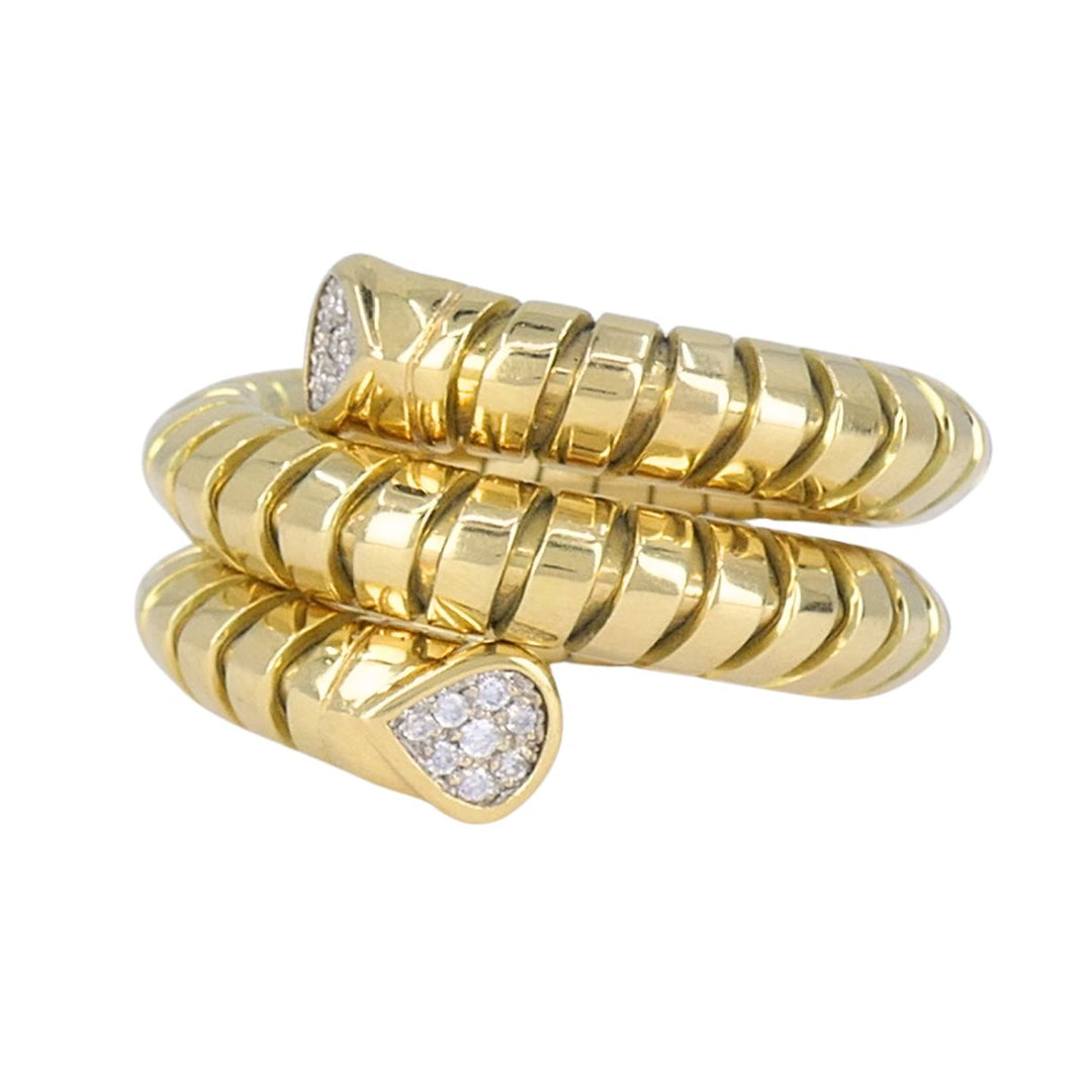 Vintage Marina B 18k Gold Diamond Tubogas Ring Circa 1980s