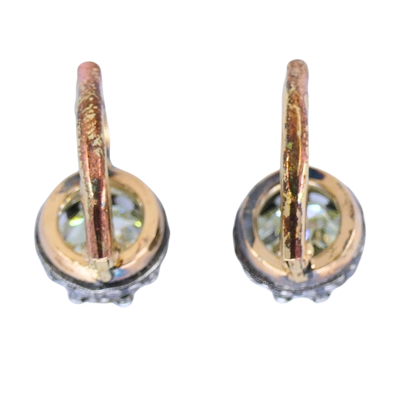 Victorian Diamond Drop Earrings 14k Gold Silver Old European Cut, Antique