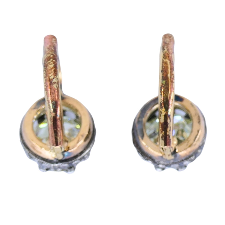 Victorian Diamond Drop Earrings 14k Gold Silver Old European Cut, Antique