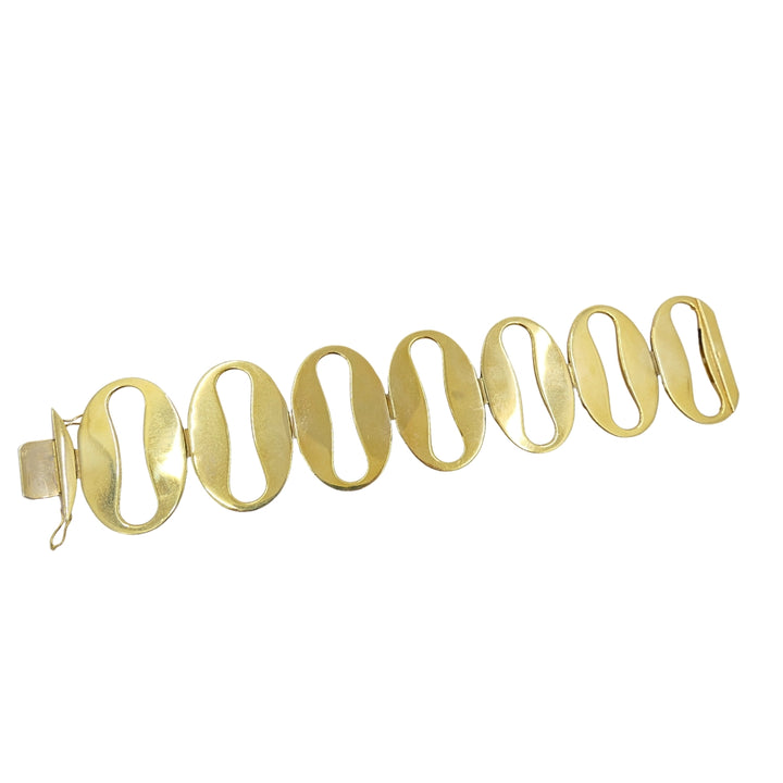 Vintage 14k Gold Modernist Open Oval Link Bracelet