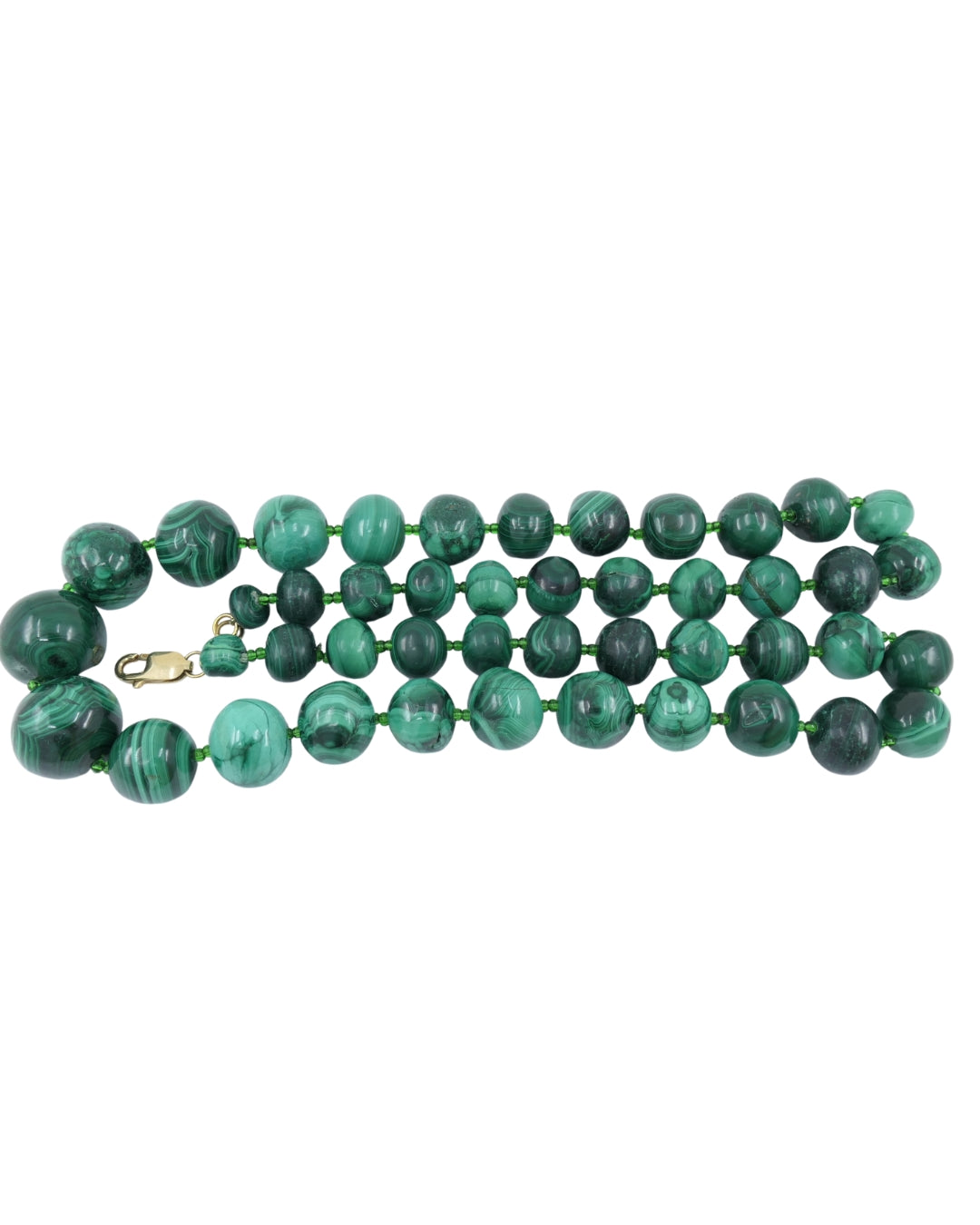 Vintage Malachite Necklace 14k Gold Clasp