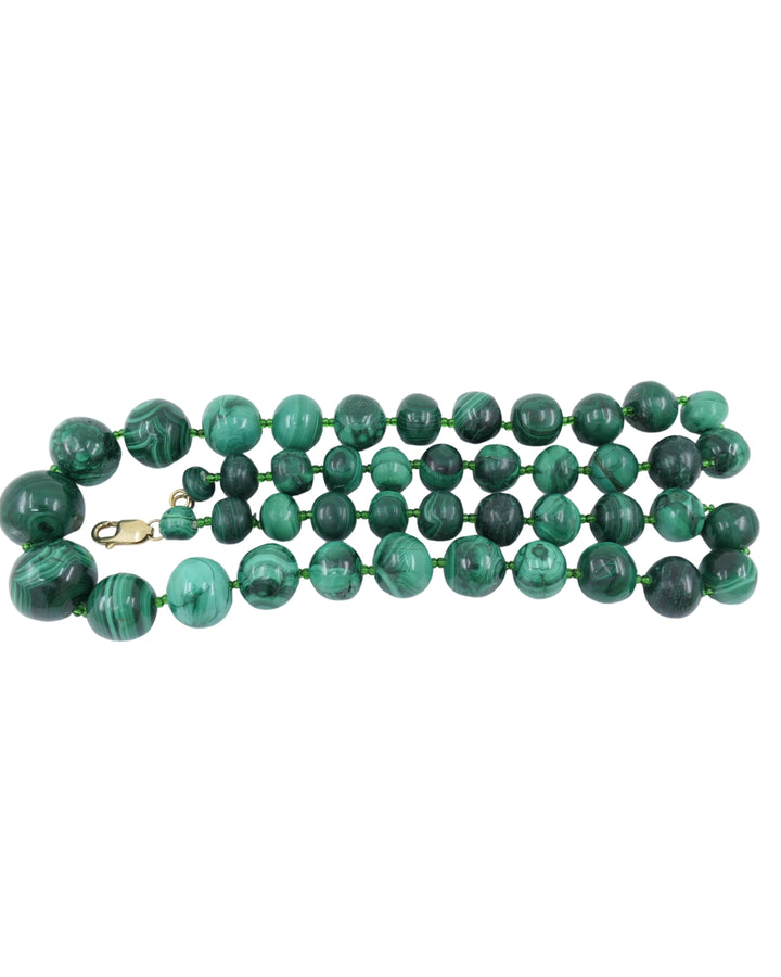 Vintage Malachite Necklace 14k Gold Clasp