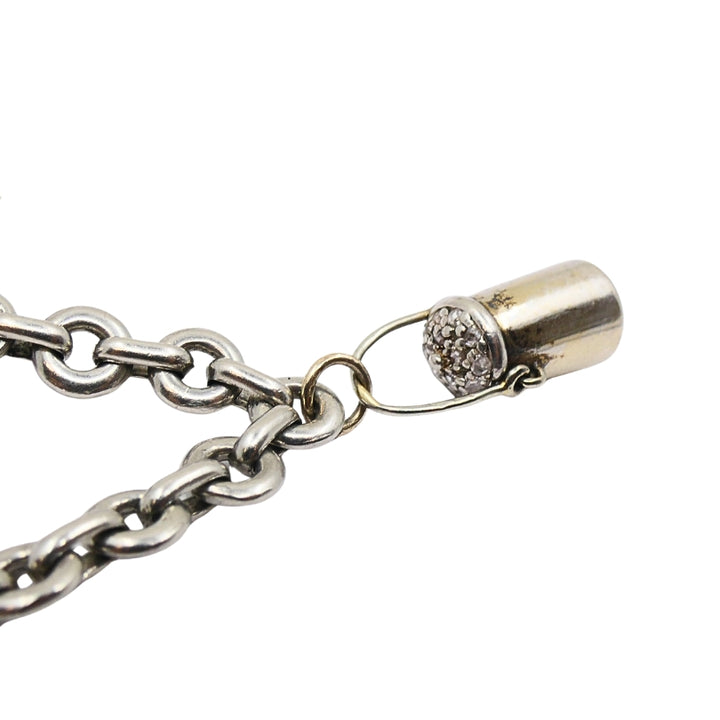 Vintage Platinum Charm Bracelet Diamond Gemstone