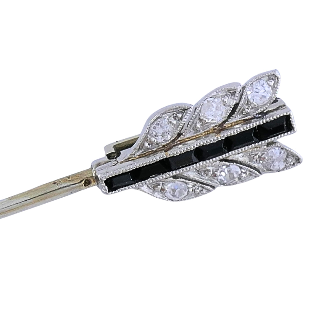 Art Deco 18k Gold Diamond Arrow Jabot Pin